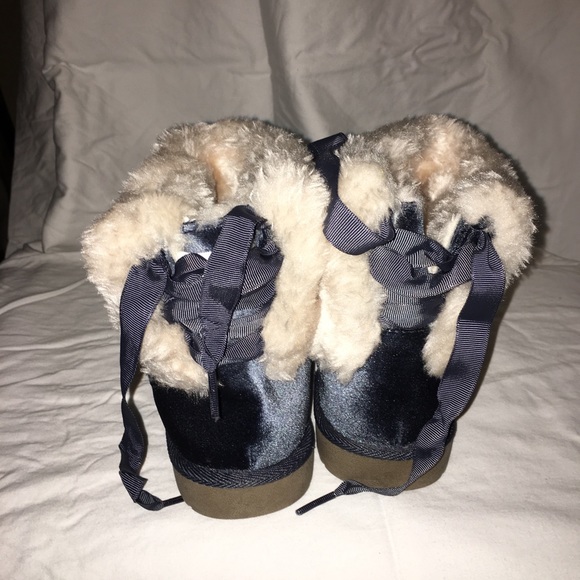 corduroy blue fleece winter boots - Picture 5 of 5